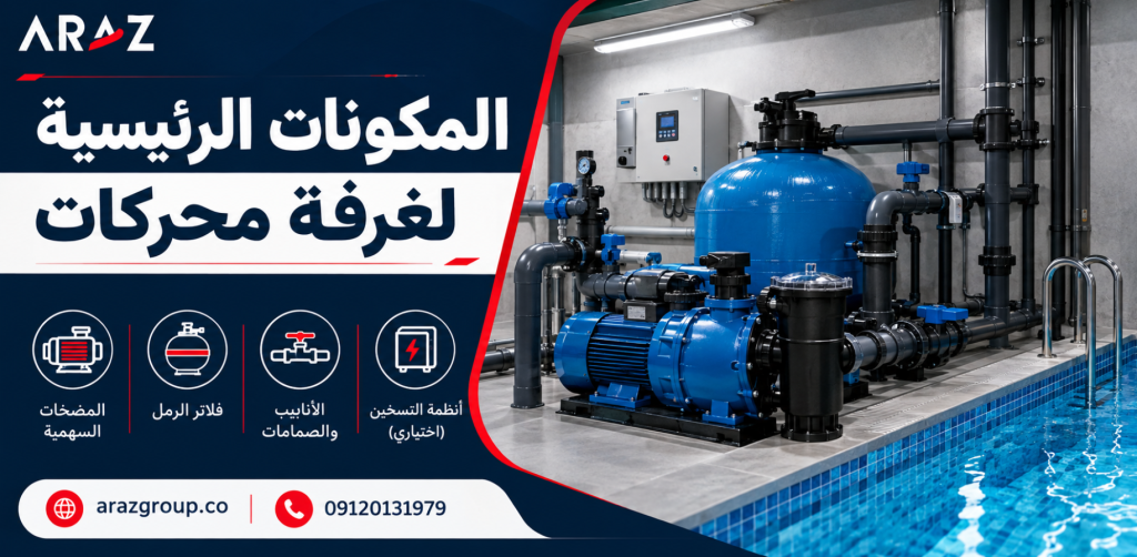 طرق تنظيف وصيانة المسبح 20 المكونات الرئيسية لغرفة محركات